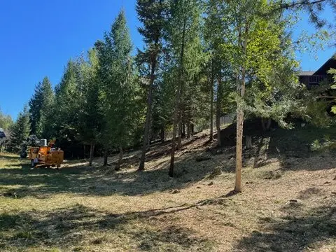 Defensible space cleared around a home on a wooded North Idaho lot
